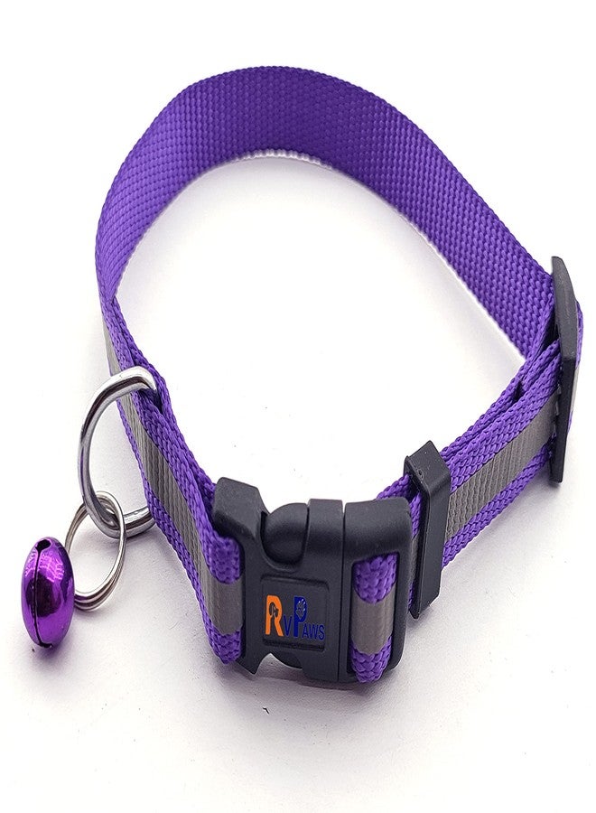 Pups&Pets Reflective Nylon Neck Belt and Leash with Bell Set Ideal for All Small Breed Dogs and Puppies - Purple - Image 4